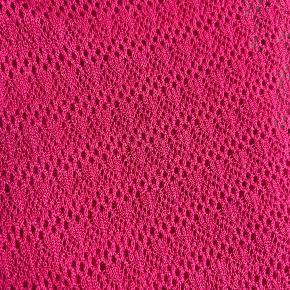 Do & Be Hot Pink Pointelle Knit V-Neck Wrap Back Tank Top Sleeveless Ribbed Hem - Picture 3 of 11